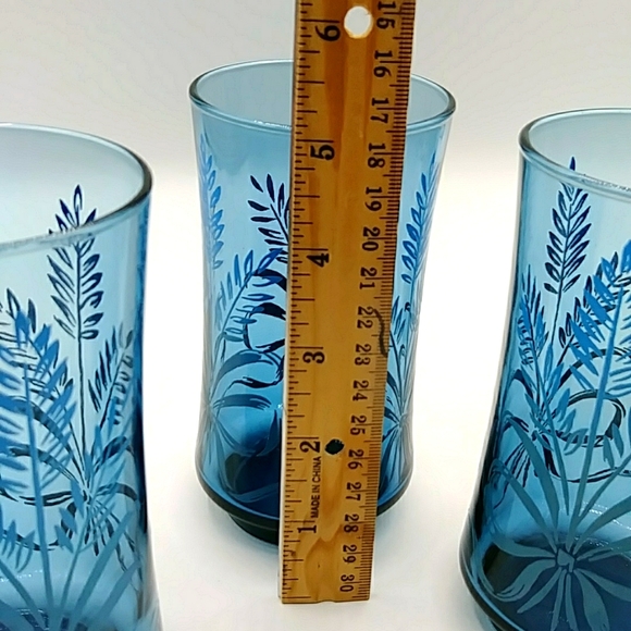 ๐3x HP! 4 Libbey Bolero Blue Wheat 5โ tall Vintage Glasses. 1970s - Picture 6 of 7